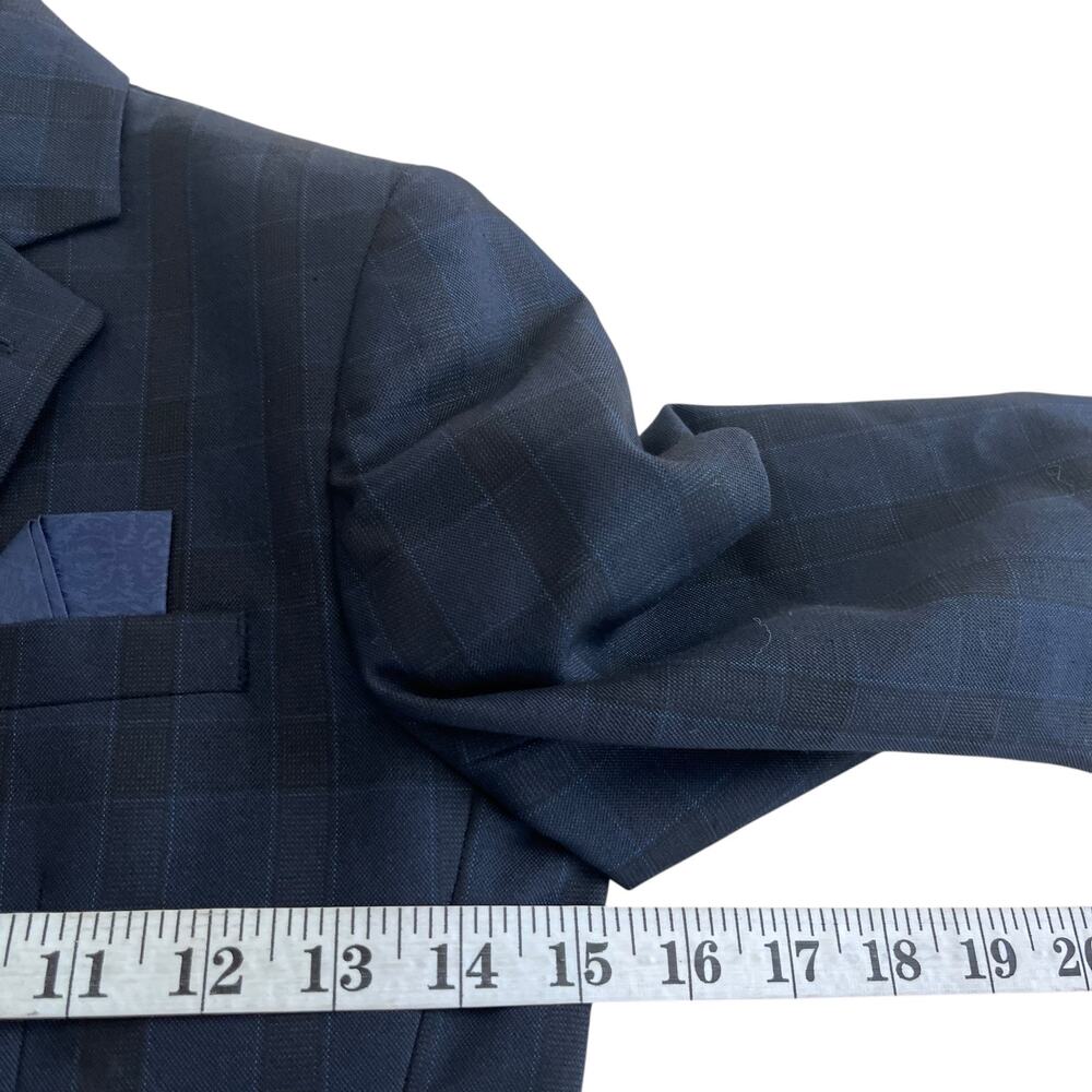 Leo & Zachary Boys Navy Black Plaid Suit Sports Jacket Blazer size 10 - Picture 9 of 14